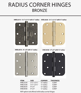 Radius Corner Hinges
